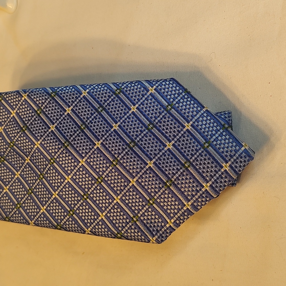 XMI Platinum checkered blue, white, and green tie